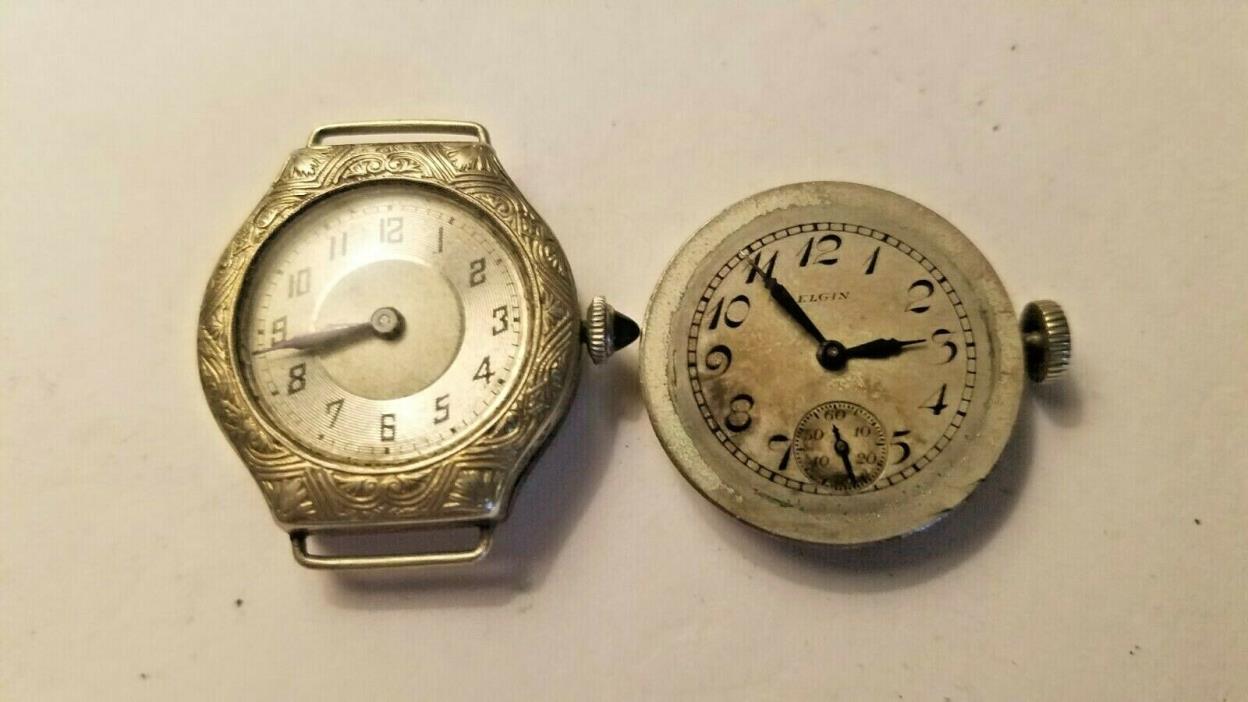 Antique Swiss Watch Movement + Elgin Watch Movement / LOT OF 2