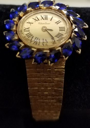 Beautiful Vintage Lucein Piccard Sapphire 14k Gold Ladies Watch w/ 14K band