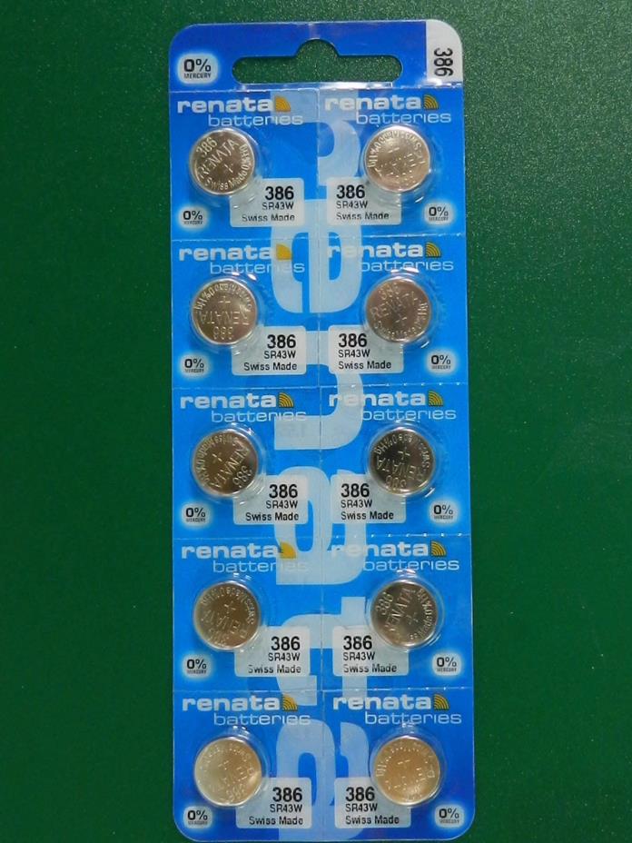 Renata  386 SR43W Batteries,  10 Pcs