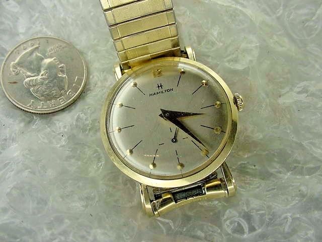 Hamilton Man's Vintage 14K Solid Gold Dress Wristwatch