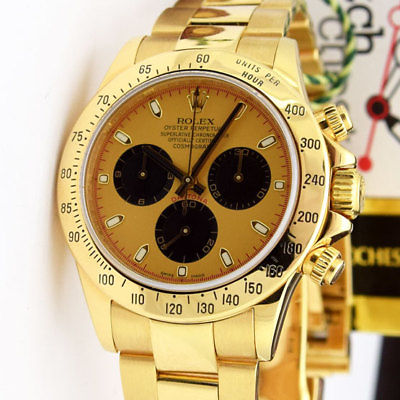 Rolex Daytona Yellow Gold Champagne Paul Newman Dial Rehaut 116528 Watch Chest