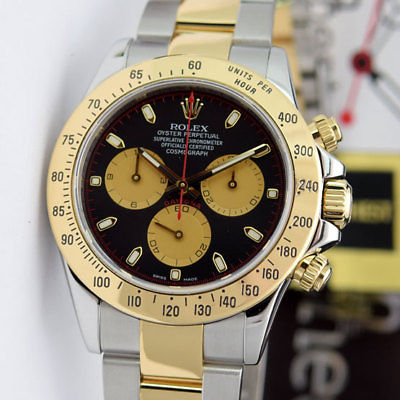 Rolex Daytona Gold Steel Black Dial Paul Newman 116523 Rehaut WATCH CHEST