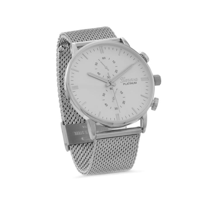 Silver Tone Mesh Unisex Fashion Watch