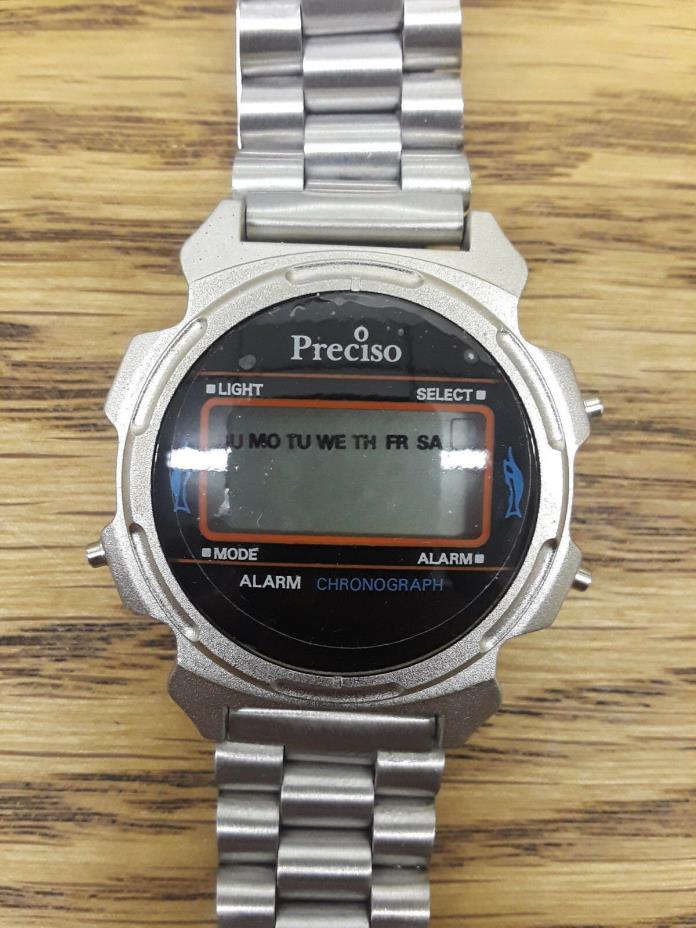 New Chronograph Stainless Steel Digital Quartz Watch Preciso