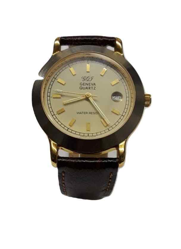 Geneva Day Date Quartz Water Resistant Wristwatch Calendar Watch