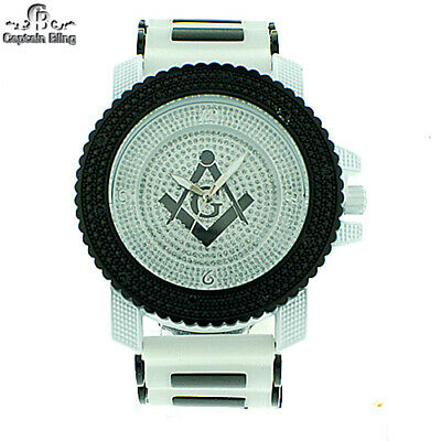 MENS ICED OUT MASONIC ICE NATION /CAPTAIN BLING WITH BULLET BAND #2634