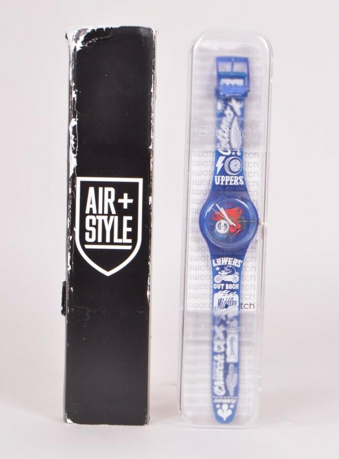 NIB LIMITED EDITION SWATCH AIR+ STYLE SKIN WATCH $280 Blue/ White 40mm-22mm