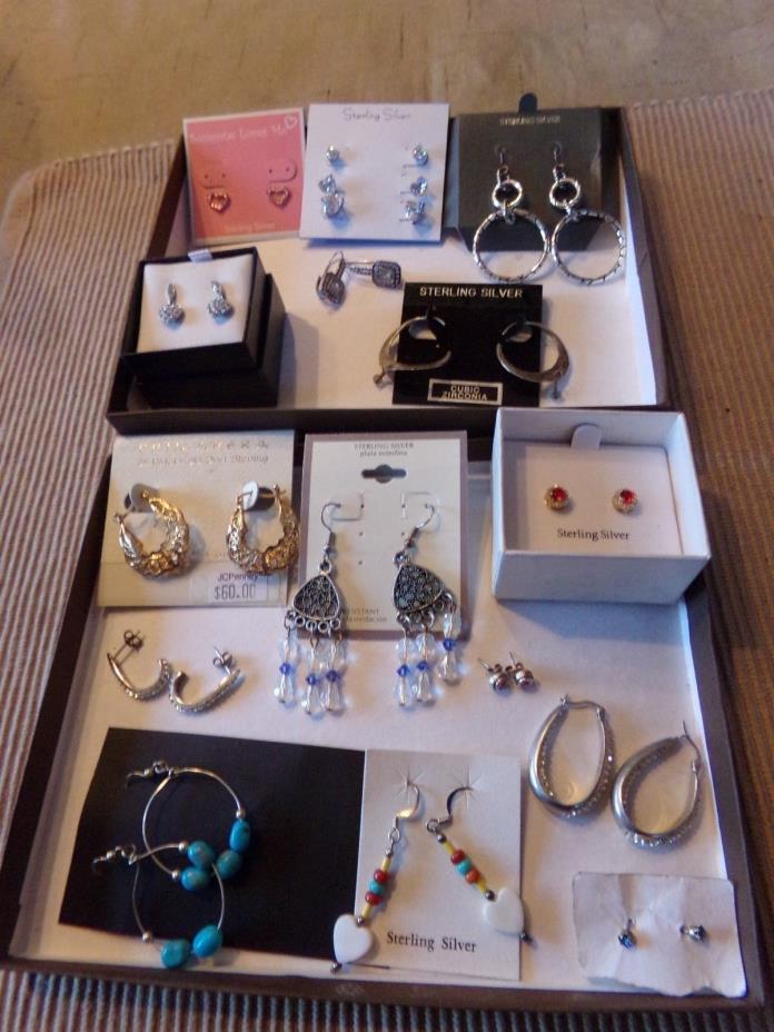 Sterling Silver Earrings Wholesale / Gift Lot - 16 Pair