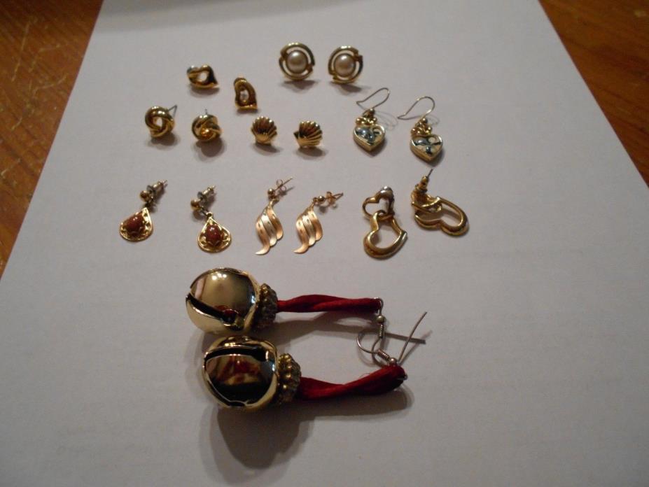 Earring assortment nine (9) pair pierced earrings