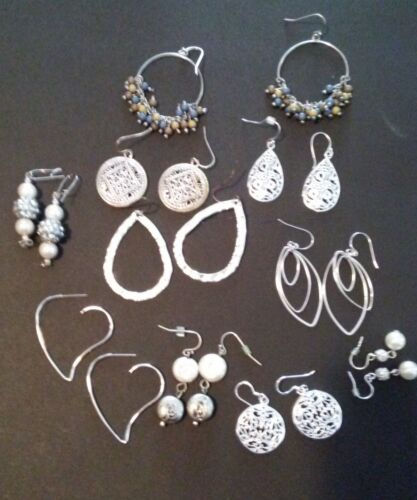 10 pairs silvertone earrings