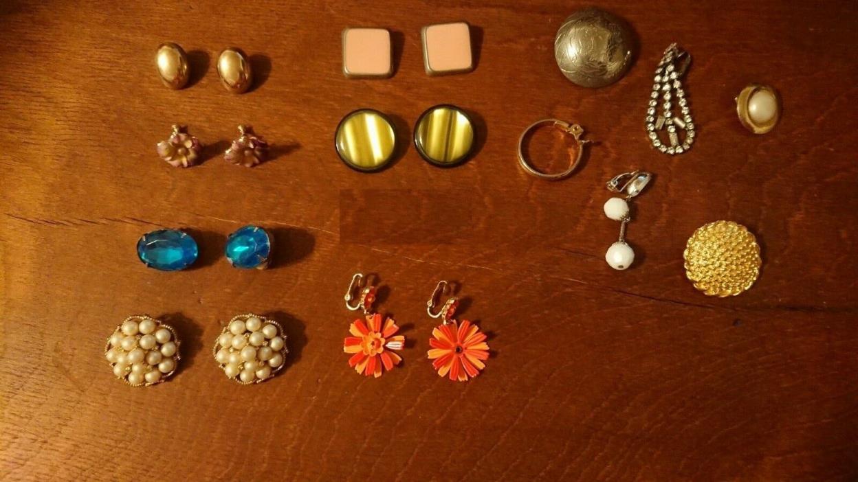 Lot of 7 Pairs of Clip-On Earrings with 6 Single Clip-On Earrings