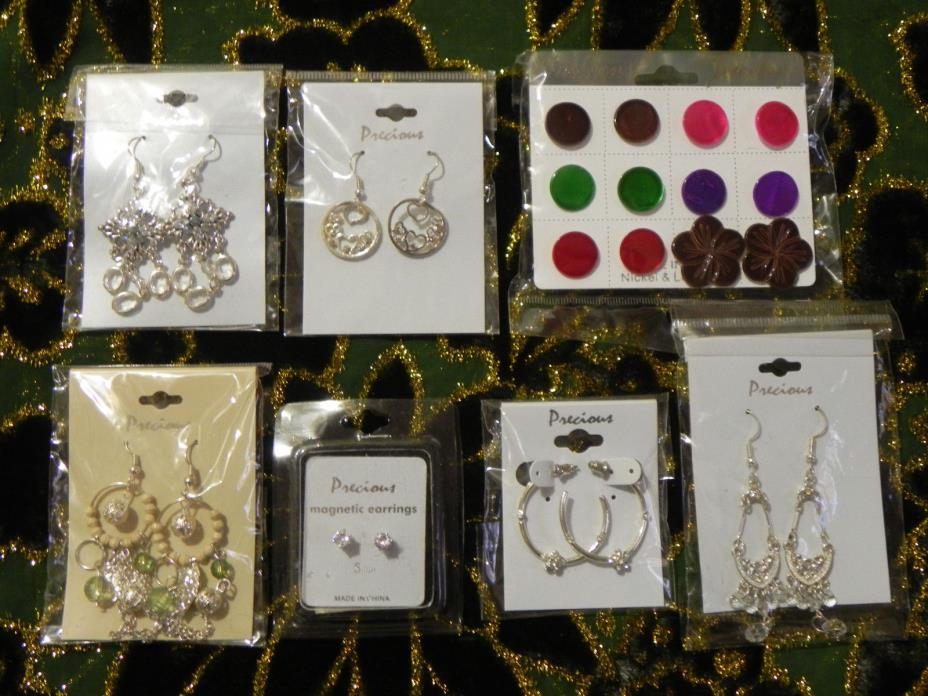 NWT NEW JEWELRY LOT/ 12 PAIRS of EARRINGS /magnetic stud/dangling earrings