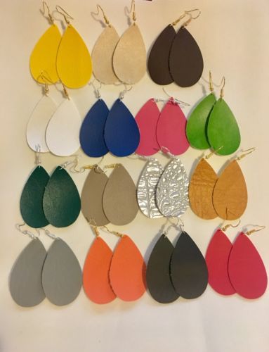 Wholesale Leather Teardrop Earring Lot,15 Pair,dangle,fashion,statement,handmade