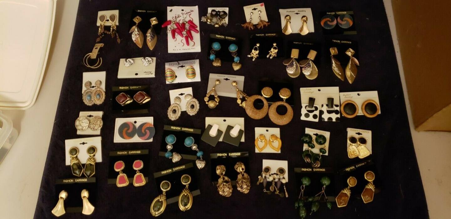 Funky Costume Jewelry - Earrings, lot 36, various styles, all for pierced ears