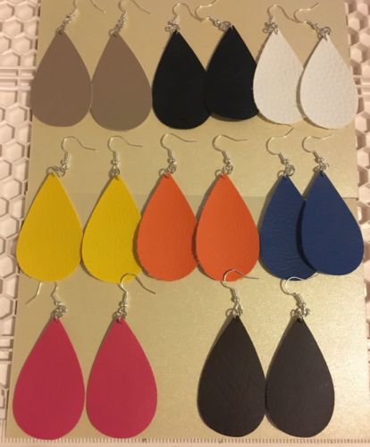 Wholesale Leather Teardrop Earrings 8 Pair Fashion Statement Dangle Handmade