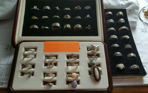 Huge Lot of 48 Sterling Silver Rings - Huge Variety