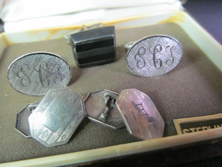 Lot of Cufflinks + Buttons – Some Marked Sterling Silver Taxco Engraved
