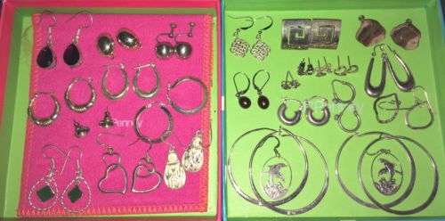 Huge 23 pairs sterling silver earrings lot ALL WEARABLE All marked 925 Not Scrap