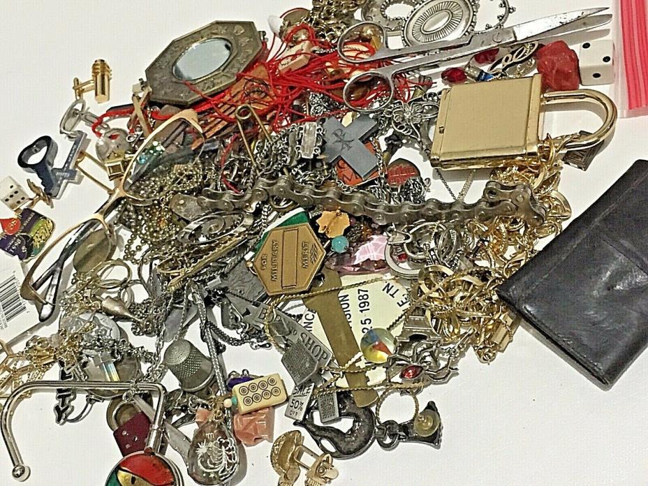 3.2 lb Lot Steampunk Junk Drawer Jewelry Coin Lot - Mixed Lot - Varies Greatly