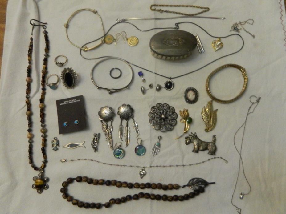 nice lot of scrap or wear sterling jewelry and other items not shown