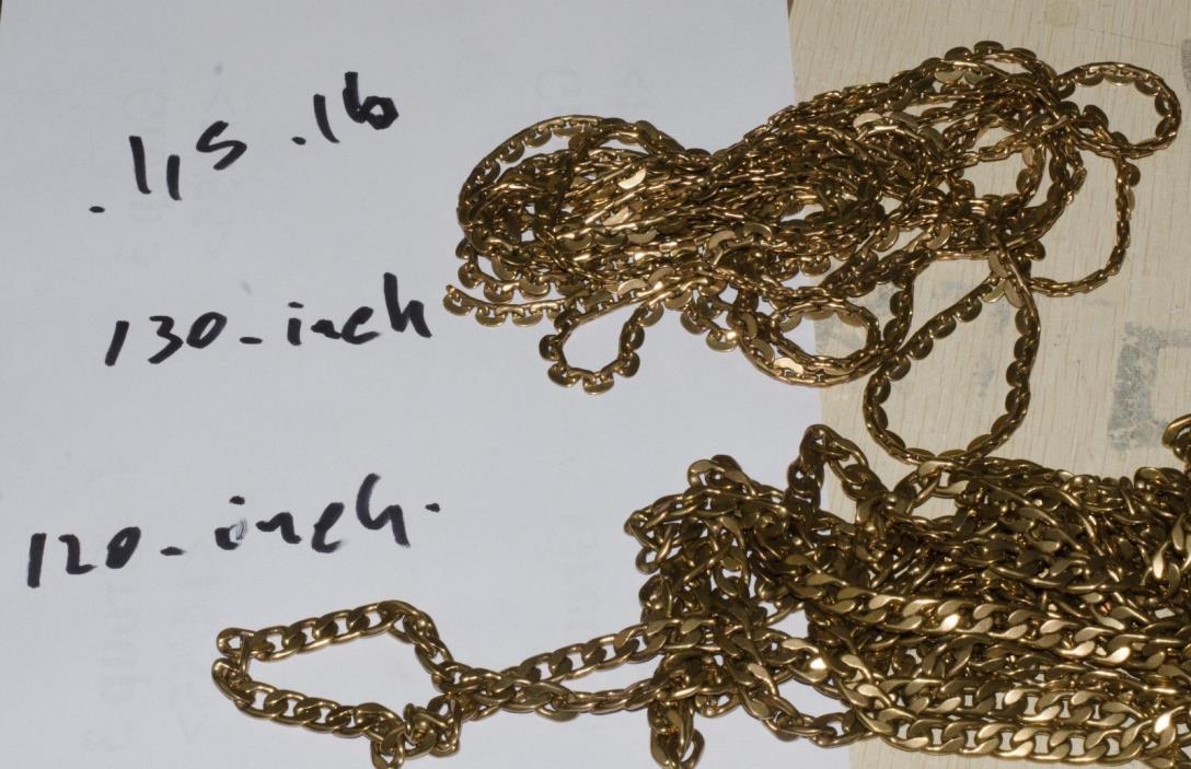 10 lb + oz Gold Chain Mixed Lot Unsorted Untested Goldtoned Pendants ...more