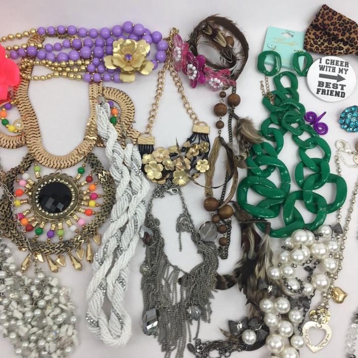 Costume Jewelry Lot Of 21 Necklaces