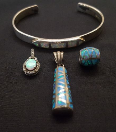 Sterling silver pendants cuff opals