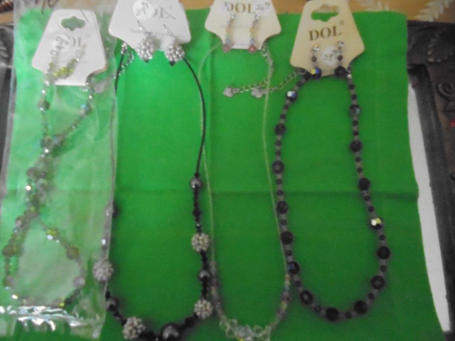 4 sets of swarorski crystal necklace sets