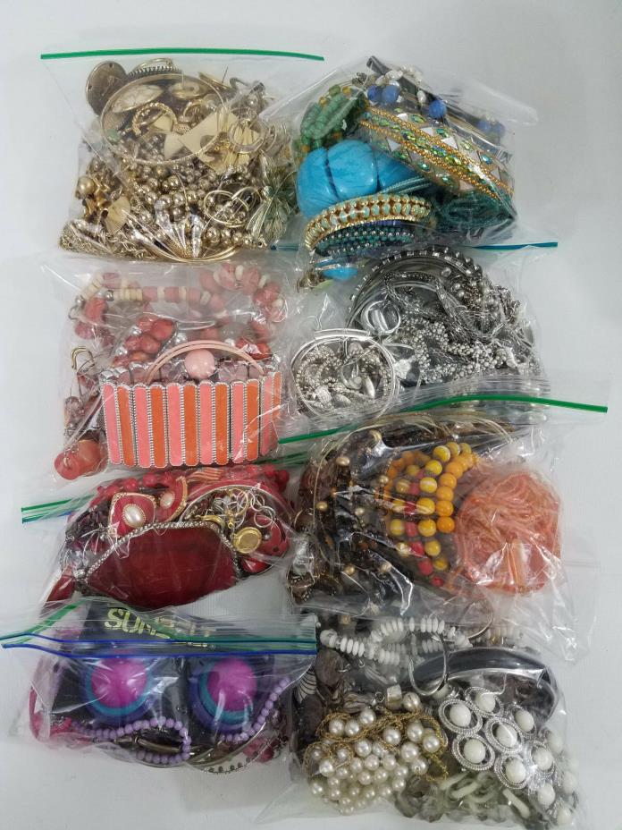 6.25lbs VTG-Now Jewelry Lot Earrings Necklaces Bracelets Bangles Beads Wearable