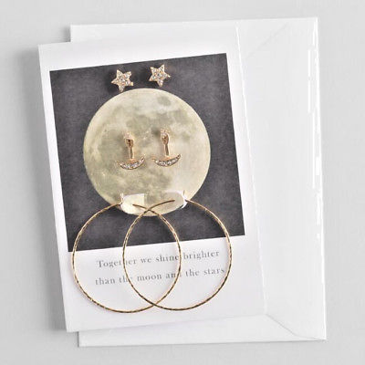 Star & Moon Earrings Gift Set with Greeting Card