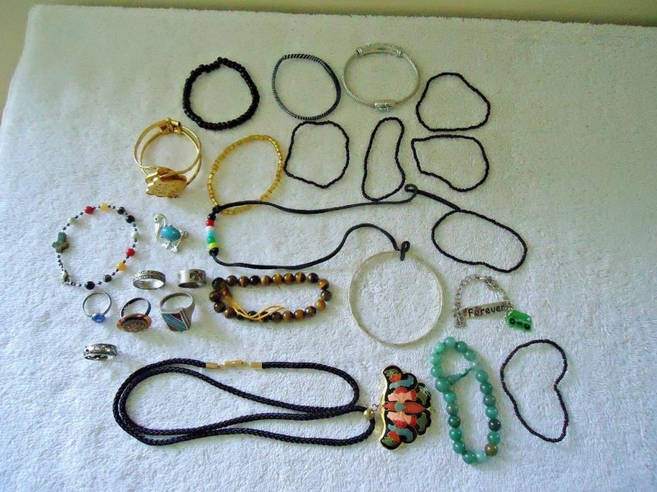 Mixed Lot Of Various Types,Sizes,etc.Of Jewelry,Rings,Necklaces,Bracelets,etc.