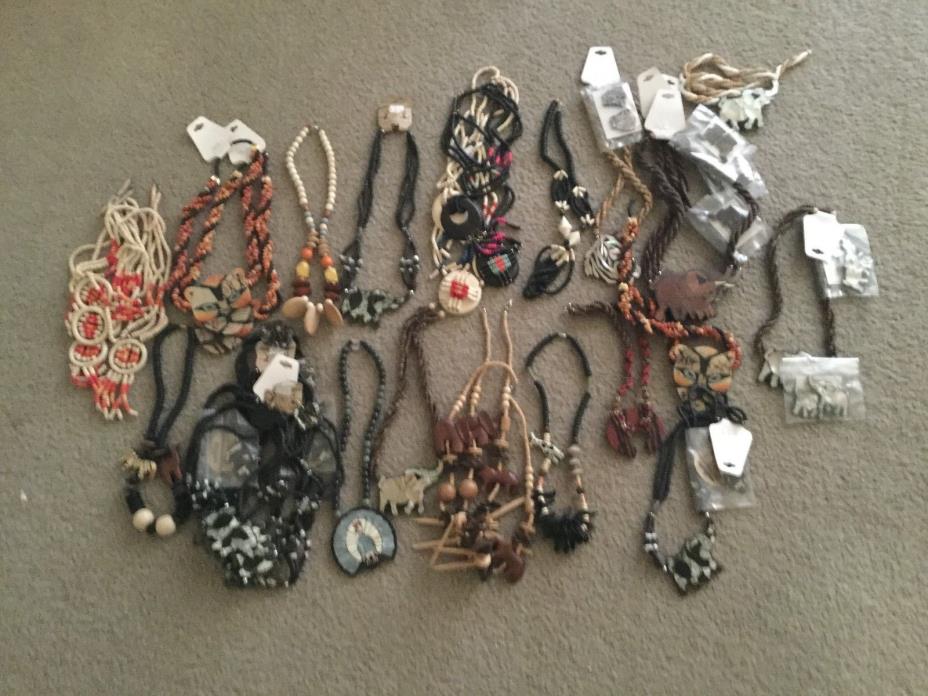 LOT of wood new Jewelry 100 in the lot African animals necklaces, earring
