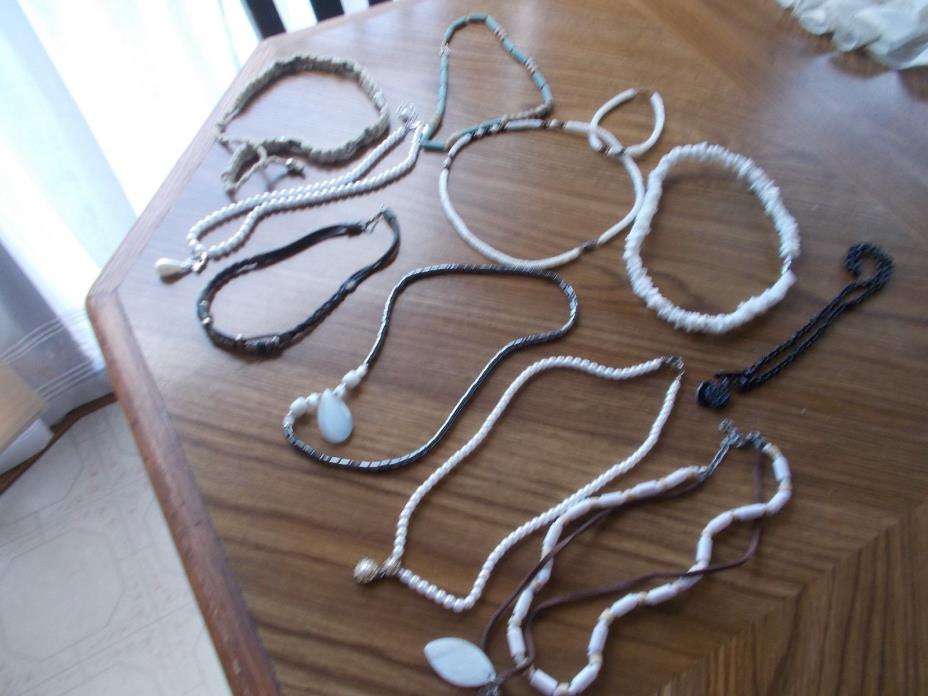 A nice lot of 10 vintage necklaces of different shapes and varieties