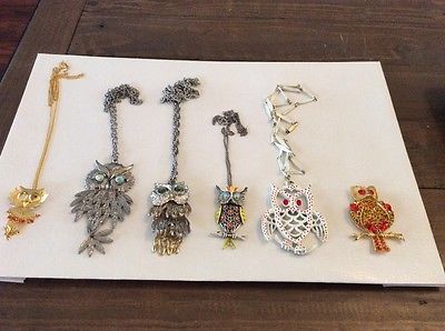 OWL JEWELRY NECKLACE LOT