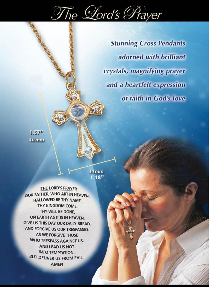 The Lords Prayer Cross Pendant Necklace - 18K Gold Plated (100pcs lot)