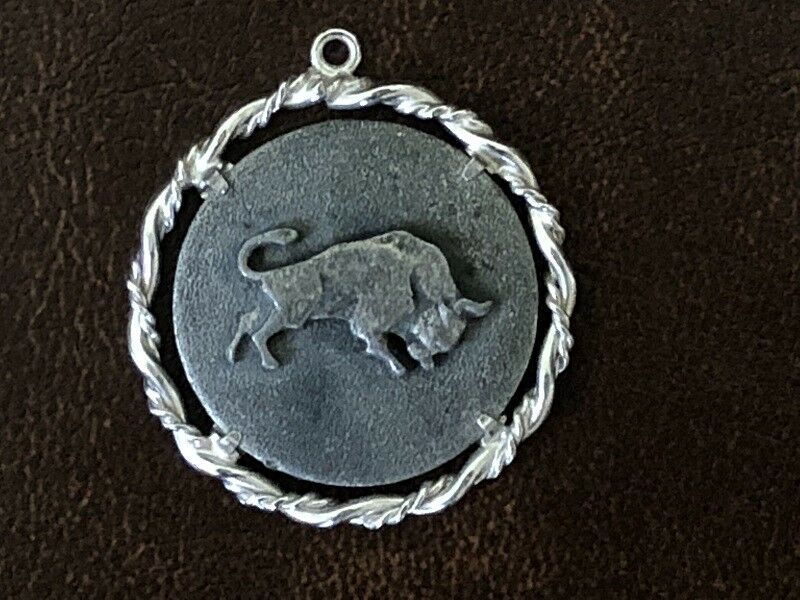 Anson Pewter Zodiac Sign Taurus Bull Pendant Charm 1 1/2