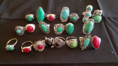 Lot Of 20 Turquoise Style Rings~Various Styles And Sizes ~New