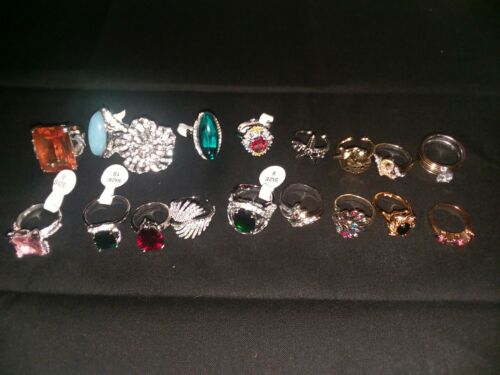 Lot Of 18 Ladies Cocktail Rings~NEW~Various Sizes & Styles  FREE SHIPPING