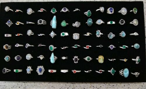 925 Sterling Silver Lot Of 72 NEW Rings  270+ Grams ...TURQUOISE and more! Lot c