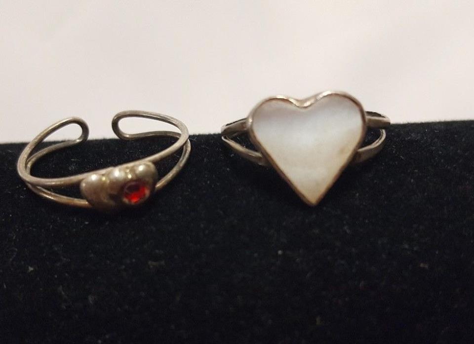 Vinatge Rings Sterling Silver Hearts Lot of 2