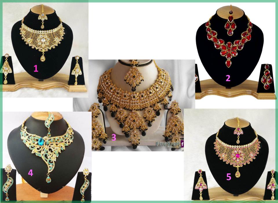Wholesale Lots of 5 Latest Fancy Designer Wedding Necklaces Jewelry Collections