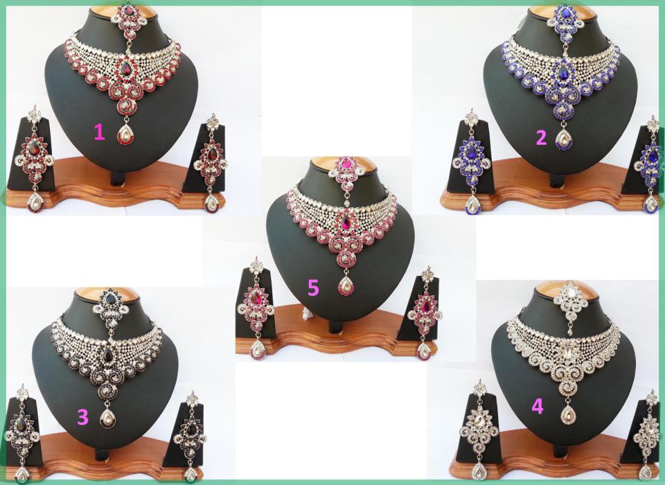Wholesale Lots of 5 Silver Plated Wedding Designr Necklace Jewelry Collection St