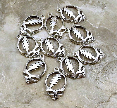 10 Pewter Grateful Dead Head Charms - 5204