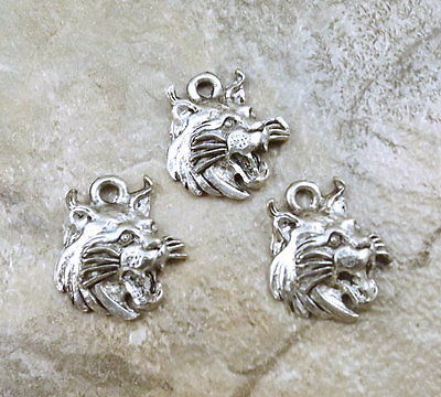 Set of 3 Pewter WILDCAT HEAD Charms -  5274