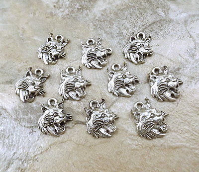 10 Pewter WILDCAT HEAD Charms - 5274