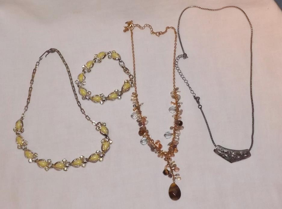 3 Vintage costume Jewelry Necklaces 1 with a matching Bracelet