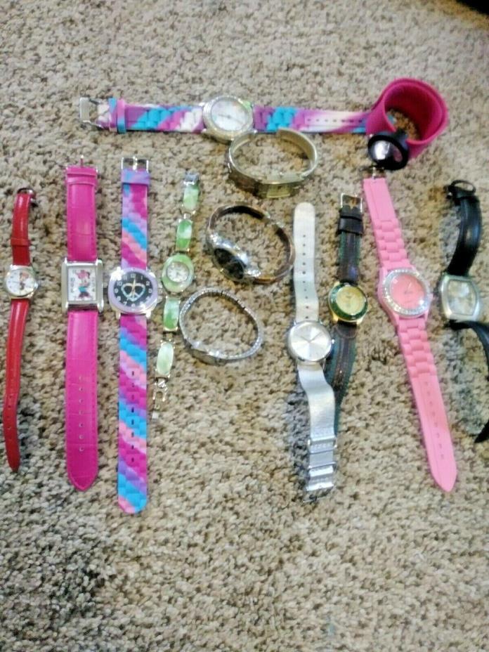 LOT OF 13 Vintage  Women's For Repair Watches or Parts  Disney Timex Dakota