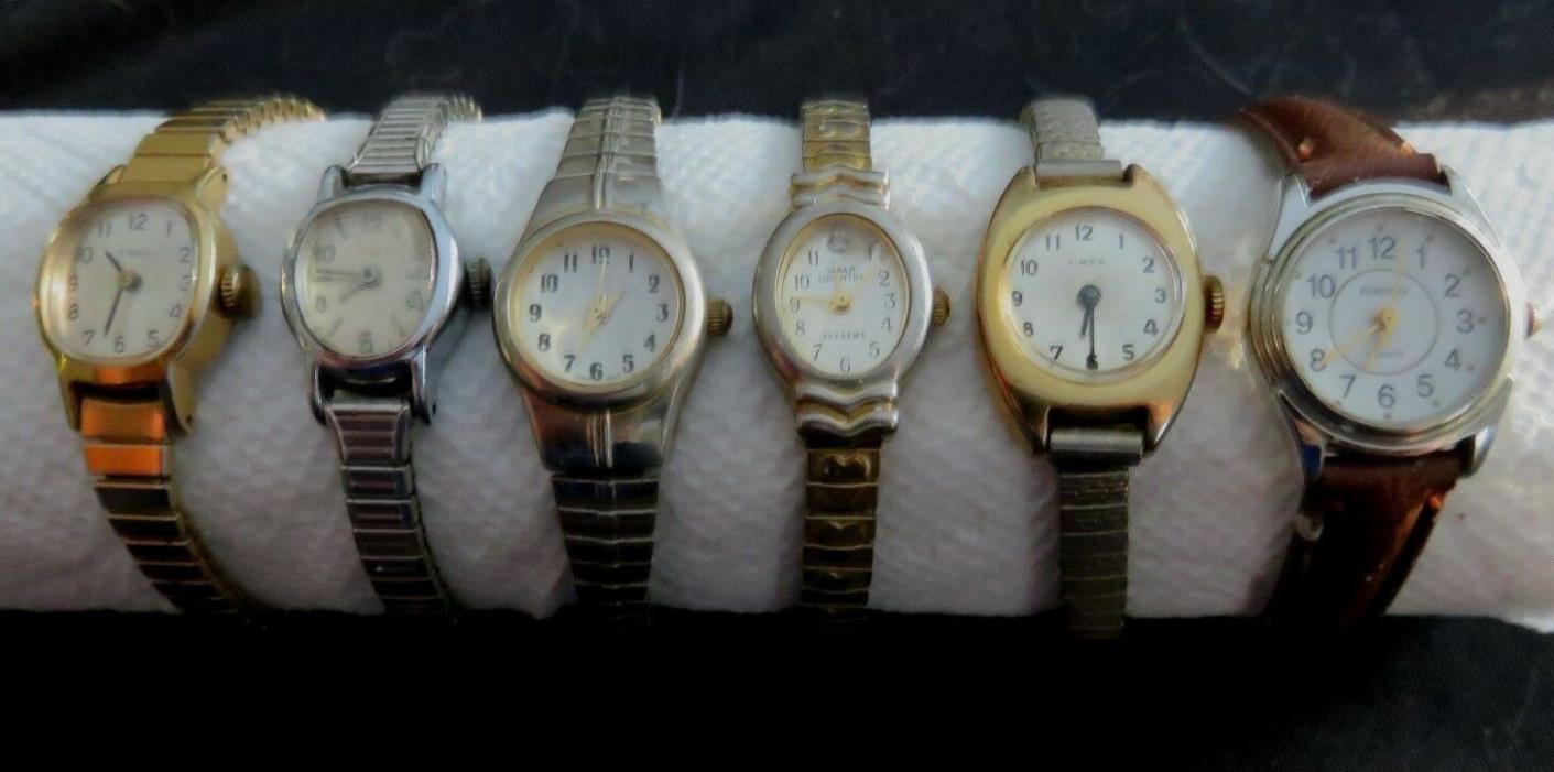 Lot of 6 LADIES WRIST WATCHES 3 Timex-1 Sarah Coventry-1 Eternity-1 Japan moveme