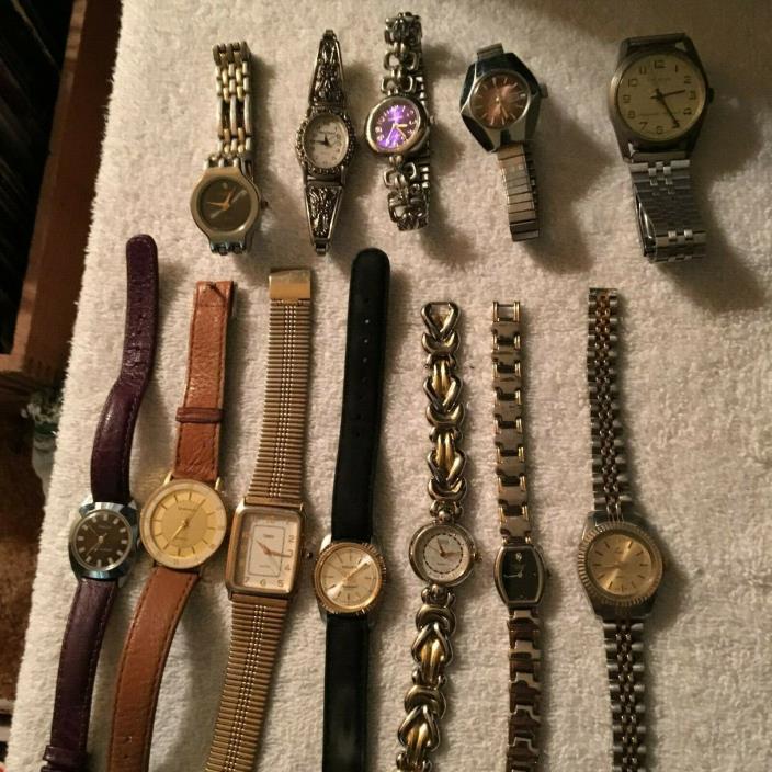 12 Assorted Watch Lot All Working Quartz with New Batteries & Wind Ups