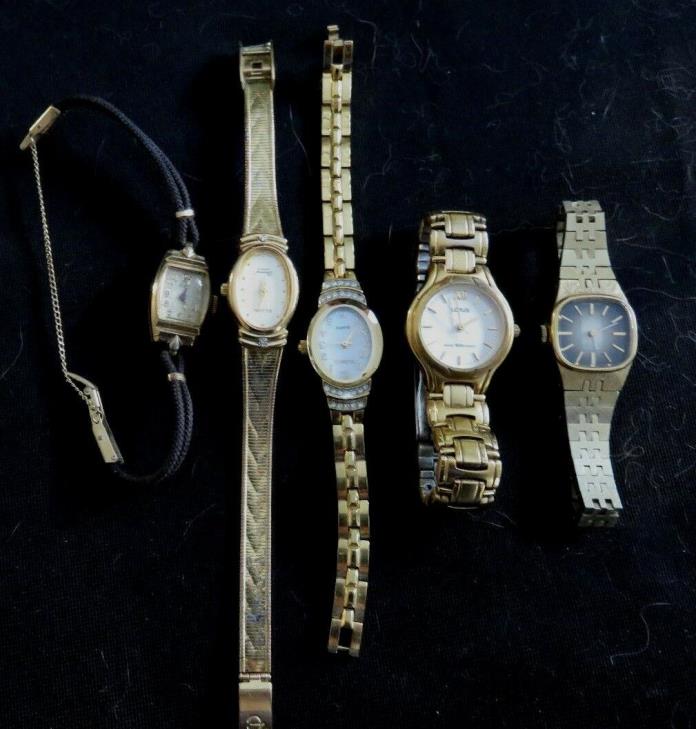 Lot of 5 LADIES WRIST WATCHES 3 Elgin-1 Seiko-1 Lorus